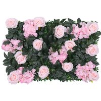 Artificial Flowers Wall Panels - Novia Roses, White Jasmine with Green Leaves