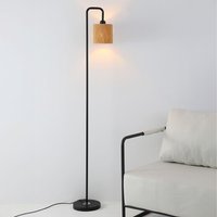 Sleek Modern Floor Lamp with Stylish Cylindrical Shade Design - Black / 22cm
