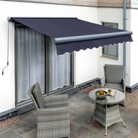 Electric Patio Awning Garden Canopy Full Cassette Charcoal - Plain Dark Blue / 76kg