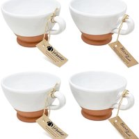 Rustic Pastel Half Dipped Breakfast Tea Cups - White