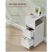 VASAGLE Set of 2 Slim Bedside Tables - White