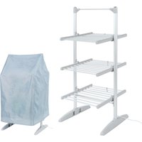 Compact 3 Tier Heated Clothes Airer with Cover - White