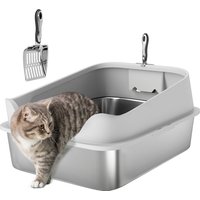 PawHut Stainless Steel Large Cat Litter Box - Grey / 7cm3