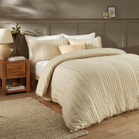 Harrison Stripe Tufted Soft Touch Duvet Cover Set - Linen / Superking