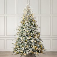 Pre-Lit Snow Flocked Verbier Fir Christmas Tree - Green / 8ft