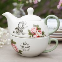 Mikasa Bone China Teapot and Cup Set - White