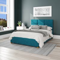 Caine Plush Velvet Ottoman Storage Bed - Teal / Double