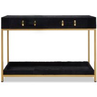 Kensington Townhouse Hair on Leather Two Drawer Console Table - Black