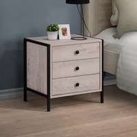 Zahra Bedside Table Cabinet Bedroom Furniture Nightstand 3 Drawer - Ash Oak