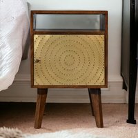 Solid Wood Zen Bedside - Brown and Gold