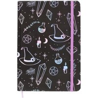 A5 Crystal Witch Print Notebook - Black