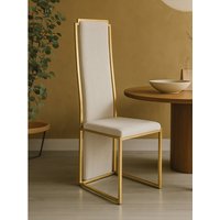 Deana Gold Frame High Back Dining Chair - Gold, Natural
