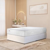 Plush Velvet Divan Bed with Memory Foam Pocket Spring Mattress - White / 0 / Double