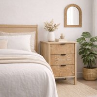Lotus 3 Drawer Bedside Cabinet Chest Table Light Oak - Oak