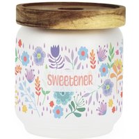 Colourful Flowers Small Glass Sweetener Storage Jar - Purple