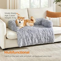Extra Large Calming Dog Sofa Bed with Soft Plush Cover, Supportive Pet Lounge Mattress - Grey Ombré