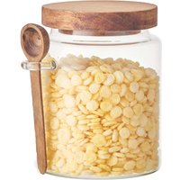 Eden & Willow Glass Kitchen Storage Jar with Acacia Wooden Lid & Spoon - Clear / 0.6l