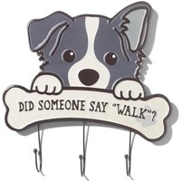 Metal Did Someone Say Walk Dog Sign With Hooks - Grey