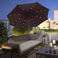 Outsunny, 24 LED Parasol Umbrella with Solar Powered Chain Light - Coffee Outsunny, 24 LED Parasol Umbrella with Solar Powered Chain Light - Coffee