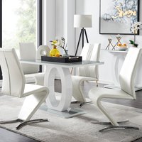 Giovani Grey White Modern Glass Dining Table With Four Willow Chairs Set - White