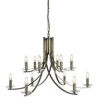 Ascona 12 Light Chandelier Antique Brass Finish, E14 - Antique Brass