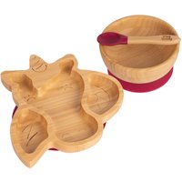 Children's Bamboo Suction Unicorn Dinner Set - Red