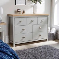 Home Source Avon 7 Drawer Chest Bedroom Storage Unit 36mm Top - Grey