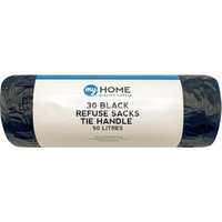 Refuse Sacks Tie Handle 50L - Black / 30