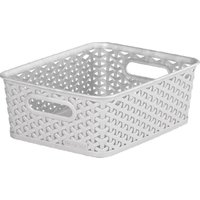 Grey 4L Curver Nestable Plastic Rattan Storage Basket 25.5 x 19.5cm - Grey / 1
