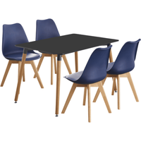 Dining Set includes a Halo Dining Table and Lorenzo Dining Chairs Set of 4 - Blue