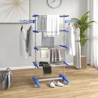 HOMCOM Foldable Clothes Drying Rack - Blue / 172cm