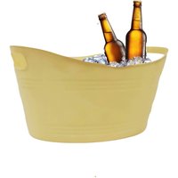Small Yellow Plastic Ice Bucket With Handle Drink Cooler Tub Party - Pastel Yellow