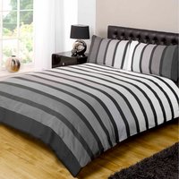 Soho Stripe Duvet Set With Pillowcase - Black / Double
