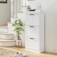 HOMCOM Narrow Shoe Cabinet with Flip Drawers for Shoes - White / 117.5cm