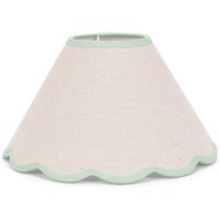 Florie Natural Linen Tapered Lamp Shade with Scallop Pastel Trim - Green
