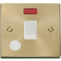 Satin Brushed Brass 1 Gang 20A DP Switch With Flex With Neon - White