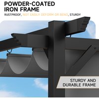 Pergola with Retractable Sun Shade Canopy - Grey / 220.2cm