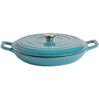 Shallow Cast Iron Casserole Dish - 2.3L - Teal Ombre