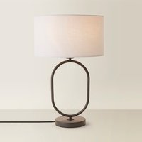 Antonia Table Lamp with Fabric Drum Shade - Grey