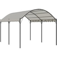 Garden Metal Arched Pergola with Canopy - Beige / 300cm W x 400cm D x 260cm H