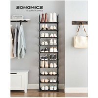 SONGMICS 10-Tier Metal Shoe Rack Storage Organiser - Black