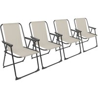 Steel Frame Folding Metal Beach Chair - Beige / 4