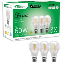 B22 Bayonet LED Filament GLS Light Bulb Dimmable Warm White 810 Lumen 7W - Warm White - 2700K / 3
