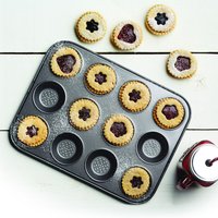 MasterClass Crusty Bake Non-Stick 12 Hole Shallow Baking Pan - Black