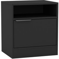 1-Door Bedside Table Cabinet Nightstand Storage Shelf Unit Bedroom Furniture - Black / 1
