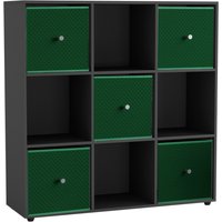 URBNLIVING Black 9 Cube Storage Unit With Drawers - black & green