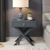 Set of 2 Options One Drawer Bedside Cabinets with Cross Frame Legs - Blue