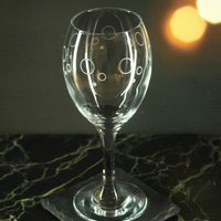 Engraved Set of 4 Pure Wine 11oz Circles Pattern Design - Clear