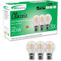 B22 Bayonet Dimmable LED Golf Ball Filament Bulbs Warm White 4.5 W - Warm White - 2700K / 15cm