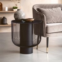 Trento End Table With Black Glass Top - Black